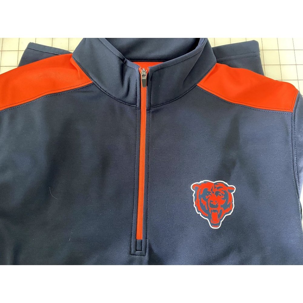 NWT NFL Apparel Chicago Bears Navy Orange 1/4 Zip Pullover Size L